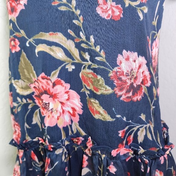 Patrons of Peace Boho Festival Navy Floral Tank Top Size Small - Picture 2 of 9